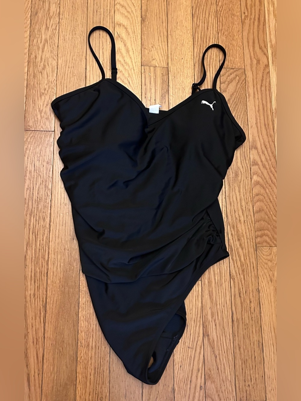 Women’s Puma Black Ruched Sides One Piece Bathing Suit Size XL